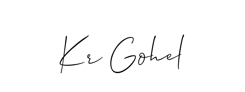 Create a beautiful signature design for name Kr Gohel. With this signature (Allison_Script) fonts, you can make a handwritten signature for free. Kr Gohel signature style 2 images and pictures png
