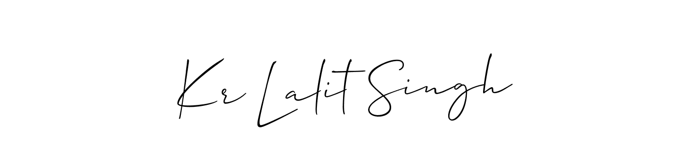 The best way (Allison_Script) to make a short signature is to pick only two or three words in your name. The name Kr Lalit Singh include a total of six letters. For converting this name. Kr Lalit Singh signature style 2 images and pictures png