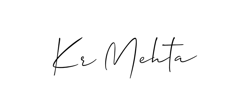 The best way (Allison_Script) to make a short signature is to pick only two or three words in your name. The name Kr Mehta include a total of six letters. For converting this name. Kr Mehta signature style 2 images and pictures png