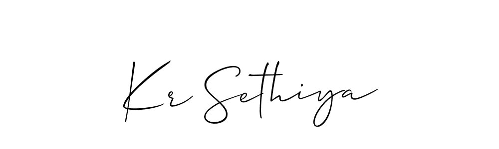 How to make Kr Sethiya name signature. Use Allison_Script style for creating short signs online. This is the latest handwritten sign. Kr Sethiya signature style 2 images and pictures png