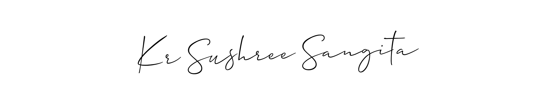 How to Draw Kr Sushree Sangita signature style? Allison_Script is a latest design signature styles for name Kr Sushree Sangita. Kr Sushree Sangita signature style 2 images and pictures png