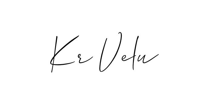 Make a short Kr Velu signature style. Manage your documents anywhere anytime using Allison_Script. Create and add eSignatures, submit forms, share and send files easily. Kr Velu signature style 2 images and pictures png