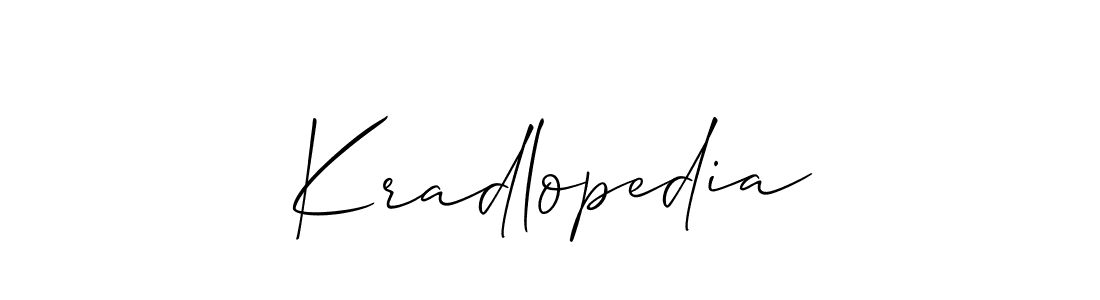 Also You can easily find your signature by using the search form. We will create Kradlopedia name handwritten signature images for you free of cost using Allison_Script sign style. Kradlopedia signature style 2 images and pictures png