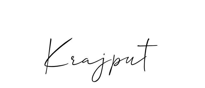 Allison_Script is a professional signature style that is perfect for those who want to add a touch of class to their signature. It is also a great choice for those who want to make their signature more unique. Get Krajput name to fancy signature for free. Krajput signature style 2 images and pictures png