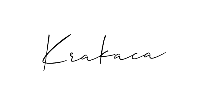 Use a signature maker to create a handwritten signature online. With this signature software, you can design (Allison_Script) your own signature for name Krakaca. Krakaca signature style 2 images and pictures png