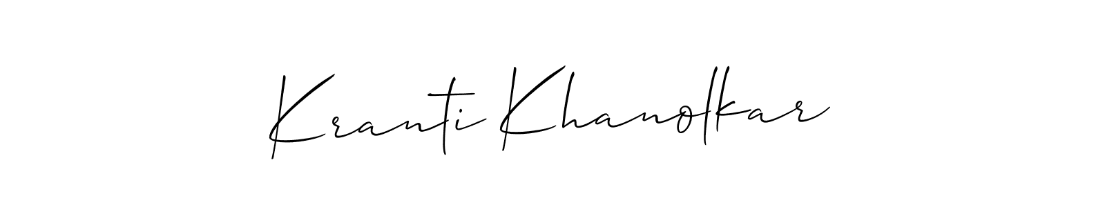 It looks lik you need a new signature style for name Kranti Khanolkar. Design unique handwritten (Allison_Script) signature with our free signature maker in just a few clicks. Kranti Khanolkar signature style 2 images and pictures png