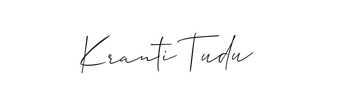 Make a beautiful signature design for name Kranti Tudu. With this signature (Allison_Script) style, you can create a handwritten signature for free. Kranti Tudu signature style 2 images and pictures png