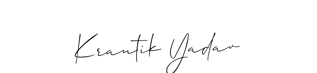 Create a beautiful signature design for name Krantik Yadav. With this signature (Allison_Script) fonts, you can make a handwritten signature for free. Krantik Yadav signature style 2 images and pictures png