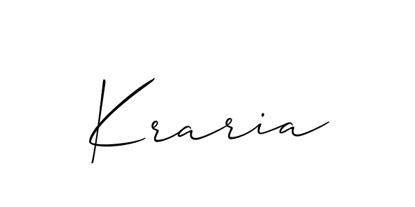 Use a signature maker to create a handwritten signature online. With this signature software, you can design (Allison_Script) your own signature for name Kraria. Kraria signature style 2 images and pictures png