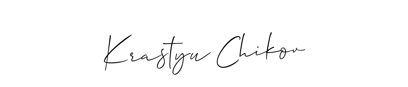 Make a beautiful signature design for name Krastyu Chikov. With this signature (Allison_Script) style, you can create a handwritten signature for free. Krastyu Chikov signature style 2 images and pictures png