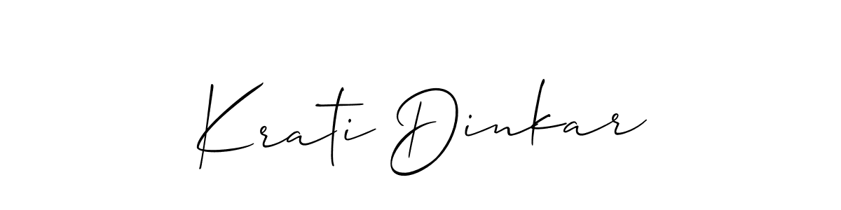 It looks lik you need a new signature style for name Krati Dinkar. Design unique handwritten (Allison_Script) signature with our free signature maker in just a few clicks. Krati Dinkar signature style 2 images and pictures png