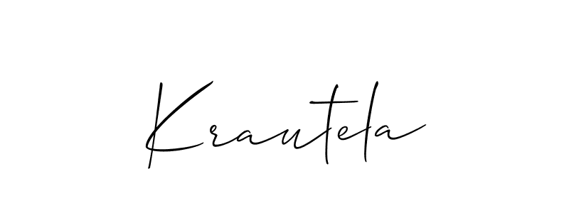 The best way (Allison_Script) to make a short signature is to pick only two or three words in your name. The name Krautela include a total of six letters. For converting this name. Krautela signature style 2 images and pictures png