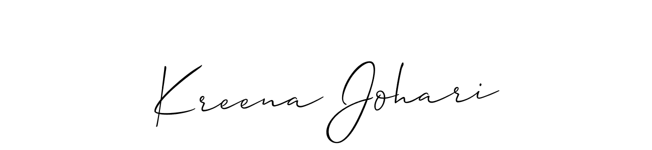 Make a short Kreena Johari signature style. Manage your documents anywhere anytime using Allison_Script. Create and add eSignatures, submit forms, share and send files easily. Kreena Johari signature style 2 images and pictures png