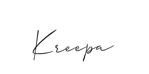 It looks lik you need a new signature style for name Kreepa. Design unique handwritten (Allison_Script) signature with our free signature maker in just a few clicks. Kreepa signature style 2 images and pictures png