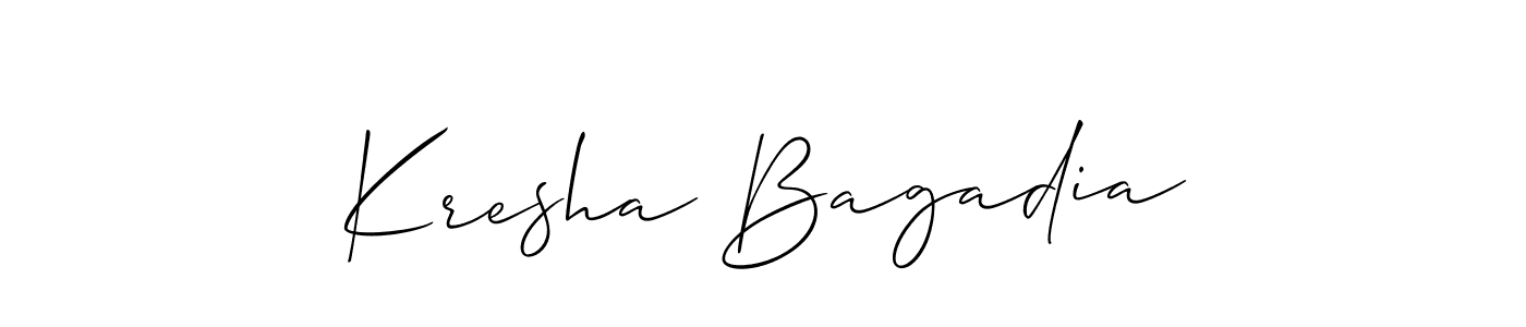 Kresha Bagadia stylish signature style. Best Handwritten Sign (Allison_Script) for my name. Handwritten Signature Collection Ideas for my name Kresha Bagadia. Kresha Bagadia signature style 2 images and pictures png
