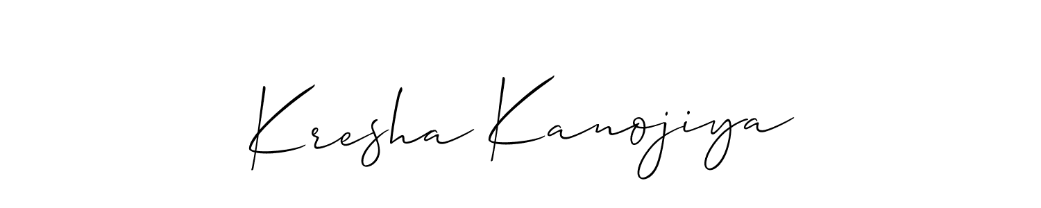 Also we have Kresha Kanojiya name is the best signature style. Create professional handwritten signature collection using Allison_Script autograph style. Kresha Kanojiya signature style 2 images and pictures png