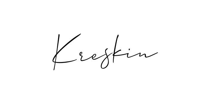 The best way (Allison_Script) to make a short signature is to pick only two or three words in your name. The name Kreskin include a total of six letters. For converting this name. Kreskin signature style 2 images and pictures png