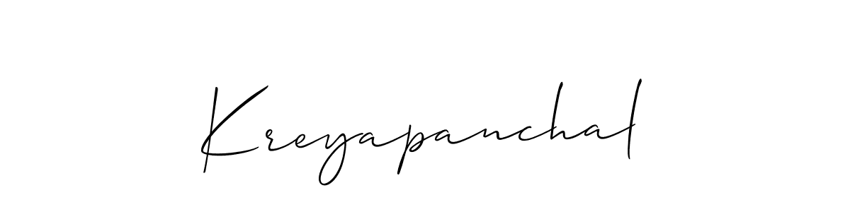 if you are searching for the best signature style for your name Kreyapanchal. so please give up your signature search. here we have designed multiple signature styles  using Allison_Script. Kreyapanchal signature style 2 images and pictures png