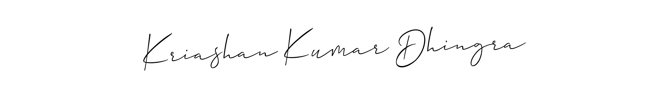 Similarly Allison_Script is the best handwritten signature design. Signature creator online .You can use it as an online autograph creator for name Kriashan Kumar Dhingra. Kriashan Kumar Dhingra signature style 2 images and pictures png