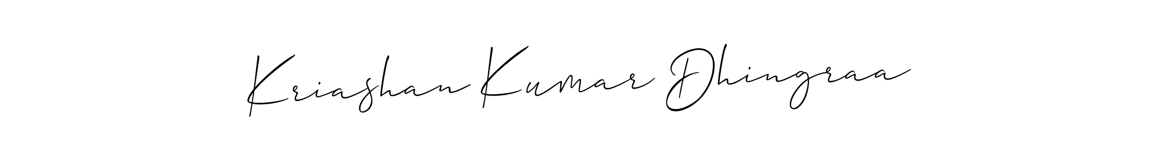 Make a beautiful signature design for name Kriashan Kumar Dhingraa. With this signature (Allison_Script) style, you can create a handwritten signature for free. Kriashan Kumar Dhingraa signature style 2 images and pictures png