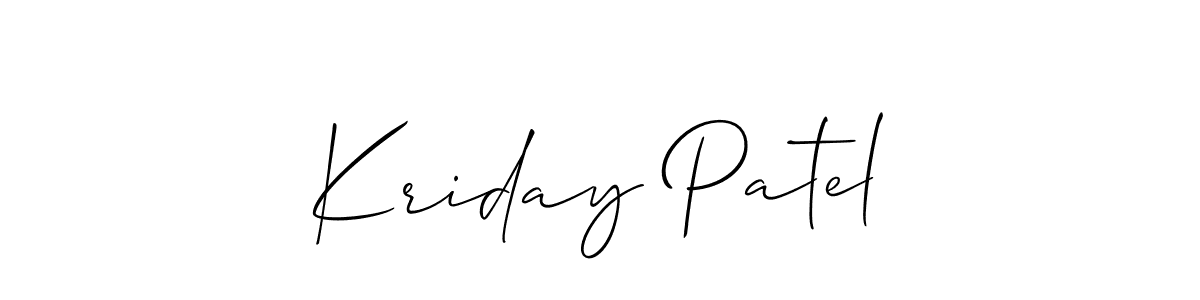 How to make Kriday Patel name signature. Use Allison_Script style for creating short signs online. This is the latest handwritten sign. Kriday Patel signature style 2 images and pictures png