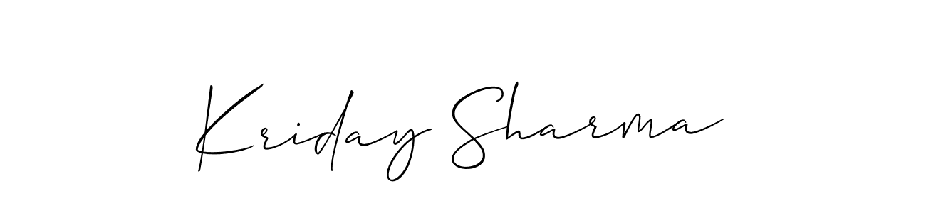 How to make Kriday Sharma signature? Allison_Script is a professional autograph style. Create handwritten signature for Kriday Sharma name. Kriday Sharma signature style 2 images and pictures png