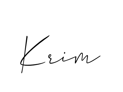 The best way (Allison_Script) to make a short signature is to pick only two or three words in your name. The name Krim include a total of six letters. For converting this name. Krim signature style 2 images and pictures png