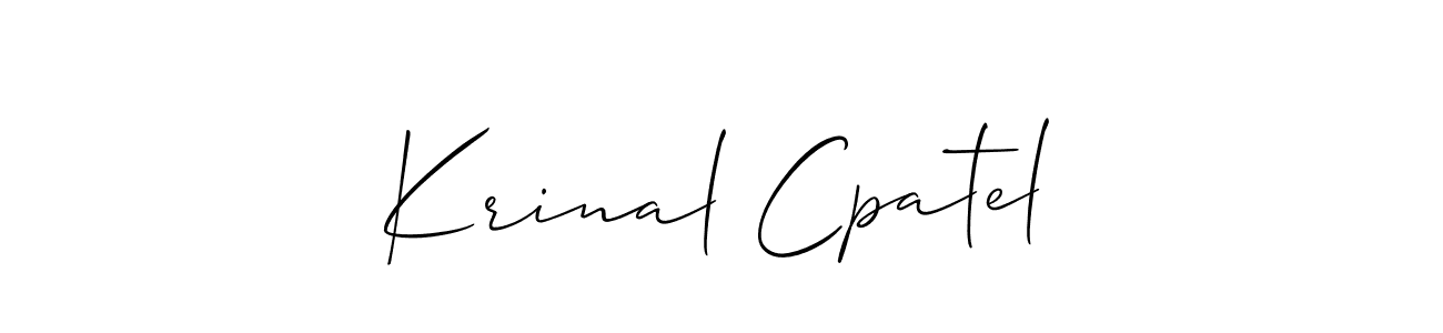 Also we have Krinal Cpatel name is the best signature style. Create professional handwritten signature collection using Allison_Script autograph style. Krinal Cpatel signature style 2 images and pictures png