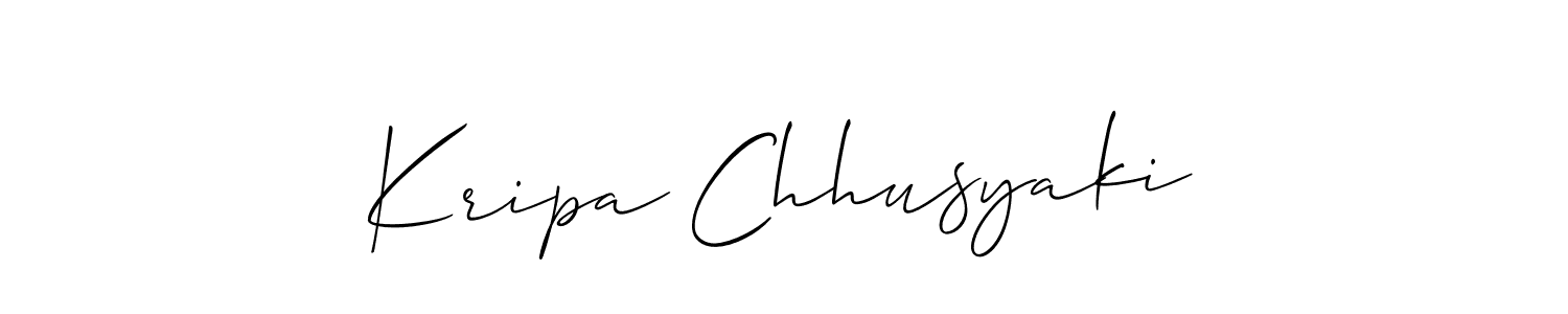 Design your own signature with our free online signature maker. With this signature software, you can create a handwritten (Allison_Script) signature for name Kripa Chhusyaki. Kripa Chhusyaki signature style 2 images and pictures png