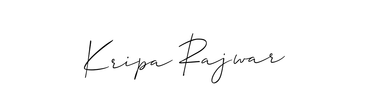 The best way (Allison_Script) to make a short signature is to pick only two or three words in your name. The name Kripa Rajwar include a total of six letters. For converting this name. Kripa Rajwar signature style 2 images and pictures png