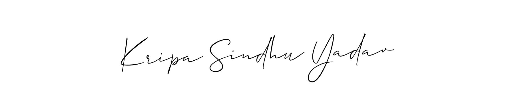 Make a short Kripa Sindhu Yadav signature style. Manage your documents anywhere anytime using Allison_Script. Create and add eSignatures, submit forms, share and send files easily. Kripa Sindhu Yadav signature style 2 images and pictures png