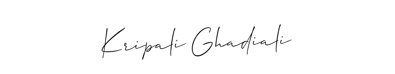 You should practise on your own different ways (Allison_Script) to write your name (Kripali Ghadiali) in signature. don't let someone else do it for you. Kripali Ghadiali signature style 2 images and pictures png