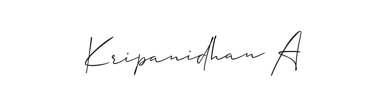 Use a signature maker to create a handwritten signature online. With this signature software, you can design (Allison_Script) your own signature for name Kripanidhan A. Kripanidhan A signature style 2 images and pictures png