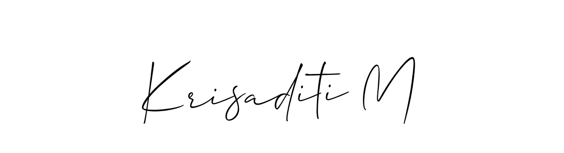 Make a short Krisaditi M signature style. Manage your documents anywhere anytime using Allison_Script. Create and add eSignatures, submit forms, share and send files easily. Krisaditi M signature style 2 images and pictures png