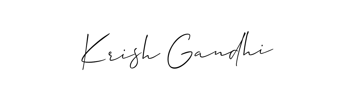 Allison_Script is a professional signature style that is perfect for those who want to add a touch of class to their signature. It is also a great choice for those who want to make their signature more unique. Get Krish Gandhi name to fancy signature for free. Krish Gandhi signature style 2 images and pictures png