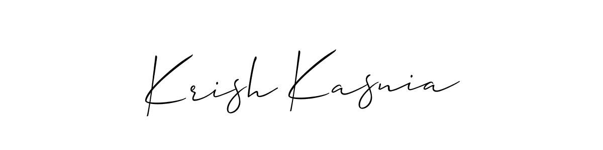 How to Draw Krish Kasnia signature style? Allison_Script is a latest design signature styles for name Krish Kasnia. Krish Kasnia signature style 2 images and pictures png