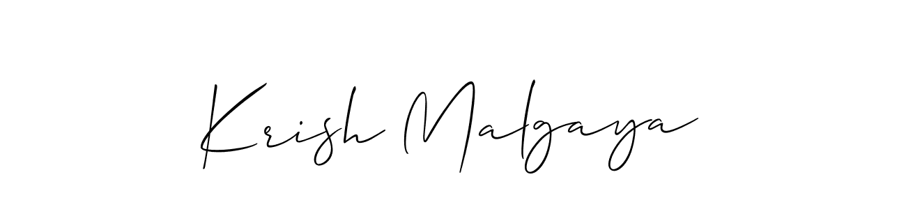 Similarly Allison_Script is the best handwritten signature design. Signature creator online .You can use it as an online autograph creator for name Krish Malgaya. Krish Malgaya signature style 2 images and pictures png