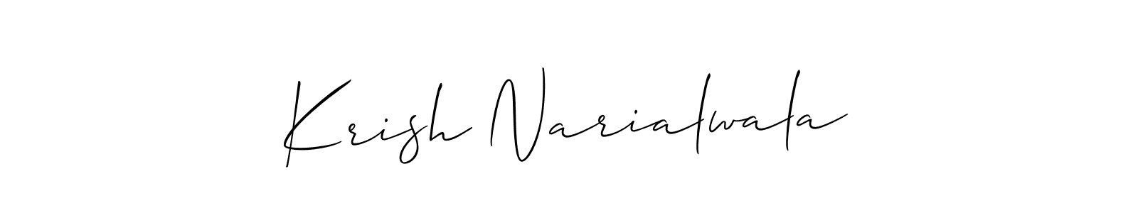 Also You can easily find your signature by using the search form. We will create Krish Narialwala name handwritten signature images for you free of cost using Allison_Script sign style. Krish Narialwala signature style 2 images and pictures png
