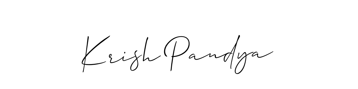 You should practise on your own different ways (Allison_Script) to write your name (Krish Pandya) in signature. don't let someone else do it for you. Krish Pandya signature style 2 images and pictures png