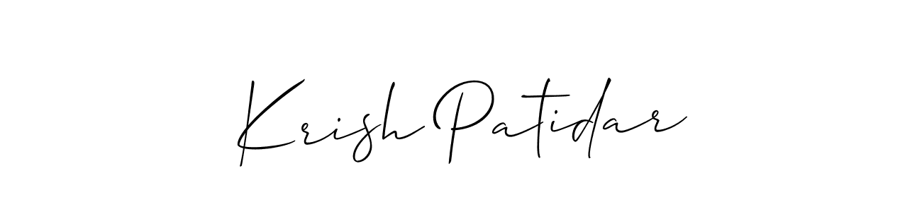 Allison_Script is a professional signature style that is perfect for those who want to add a touch of class to their signature. It is also a great choice for those who want to make their signature more unique. Get Krish Patidar name to fancy signature for free. Krish Patidar signature style 2 images and pictures png