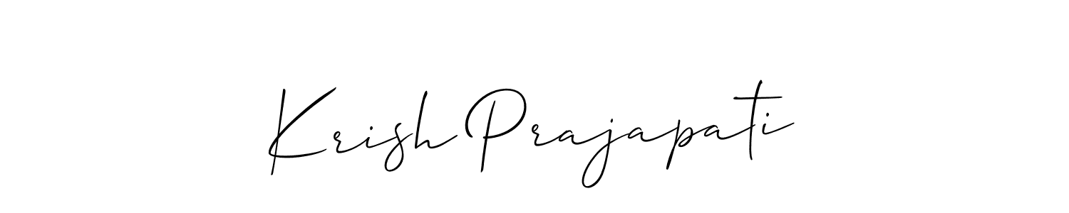 How to make Krish Prajapati name signature. Use Allison_Script style for creating short signs online. This is the latest handwritten sign. Krish Prajapati signature style 2 images and pictures png