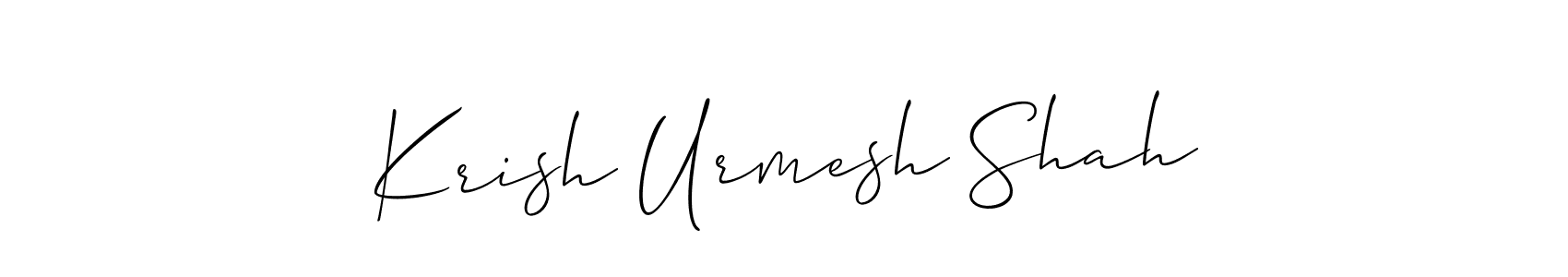How to make Krish Urmesh Shah name signature. Use Allison_Script style for creating short signs online. This is the latest handwritten sign. Krish Urmesh Shah signature style 2 images and pictures png