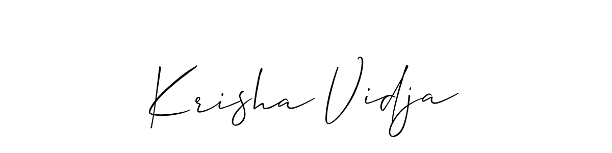 The best way (Allison_Script) to make a short signature is to pick only two or three words in your name. The name Krisha Vidja include a total of six letters. For converting this name. Krisha Vidja signature style 2 images and pictures png
