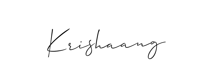 The best way (Allison_Script) to make a short signature is to pick only two or three words in your name. The name Krishaang include a total of six letters. For converting this name. Krishaang signature style 2 images and pictures png