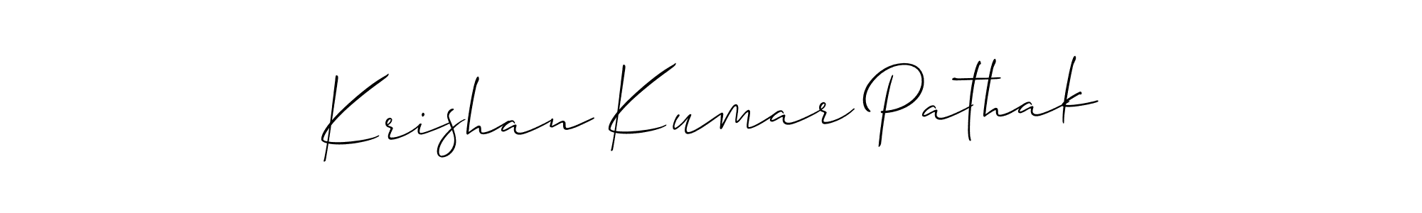 How to make Krishan Kumar Pathak signature? Allison_Script is a professional autograph style. Create handwritten signature for Krishan Kumar Pathak name. Krishan Kumar Pathak signature style 2 images and pictures png