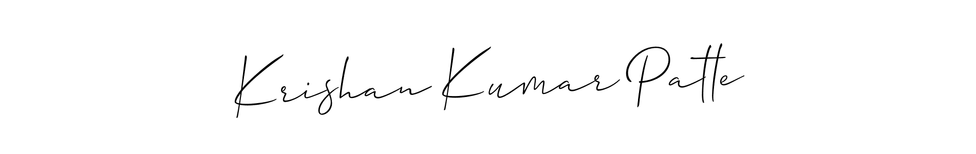 You should practise on your own different ways (Allison_Script) to write your name (Krishan Kumar Patle) in signature. don't let someone else do it for you. Krishan Kumar Patle signature style 2 images and pictures png