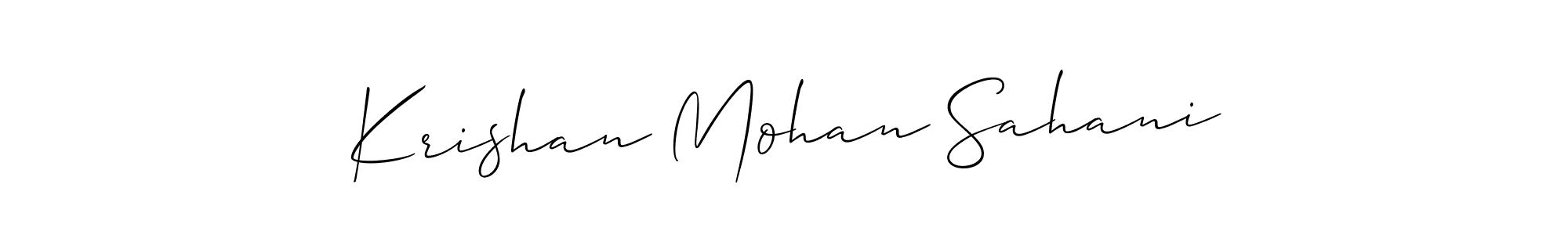 Allison_Script is a professional signature style that is perfect for those who want to add a touch of class to their signature. It is also a great choice for those who want to make their signature more unique. Get Krishan Mohan Sahani name to fancy signature for free. Krishan Mohan Sahani signature style 2 images and pictures png