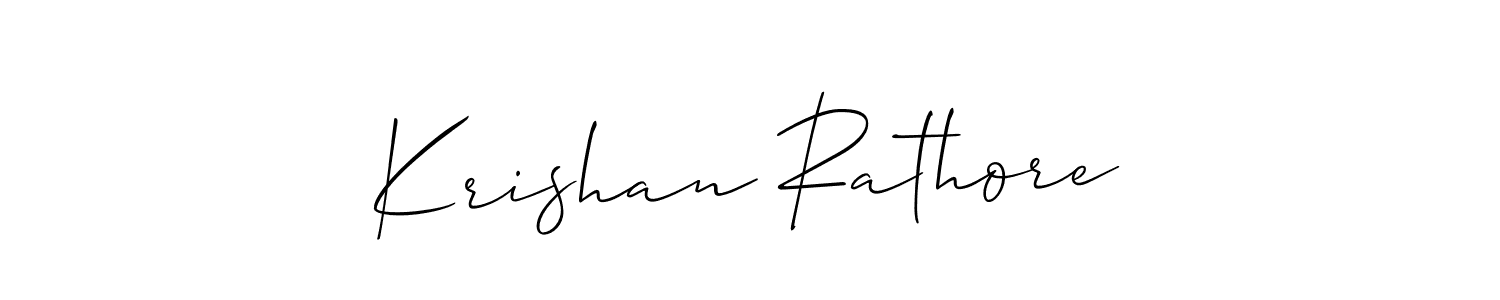 It looks lik you need a new signature style for name Krishan Rathore. Design unique handwritten (Allison_Script) signature with our free signature maker in just a few clicks. Krishan Rathore signature style 2 images and pictures png