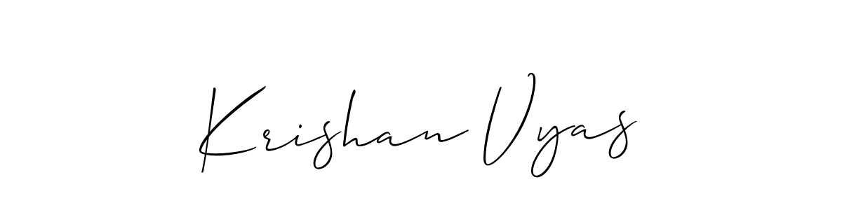 Create a beautiful signature design for name Krishan Vyas. With this signature (Allison_Script) fonts, you can make a handwritten signature for free. Krishan Vyas signature style 2 images and pictures png