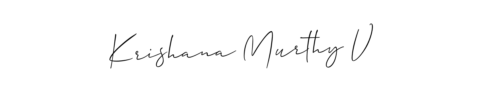 The best way (Allison_Script) to make a short signature is to pick only two or three words in your name. The name Krishana Murthy V include a total of six letters. For converting this name. Krishana Murthy V signature style 2 images and pictures png